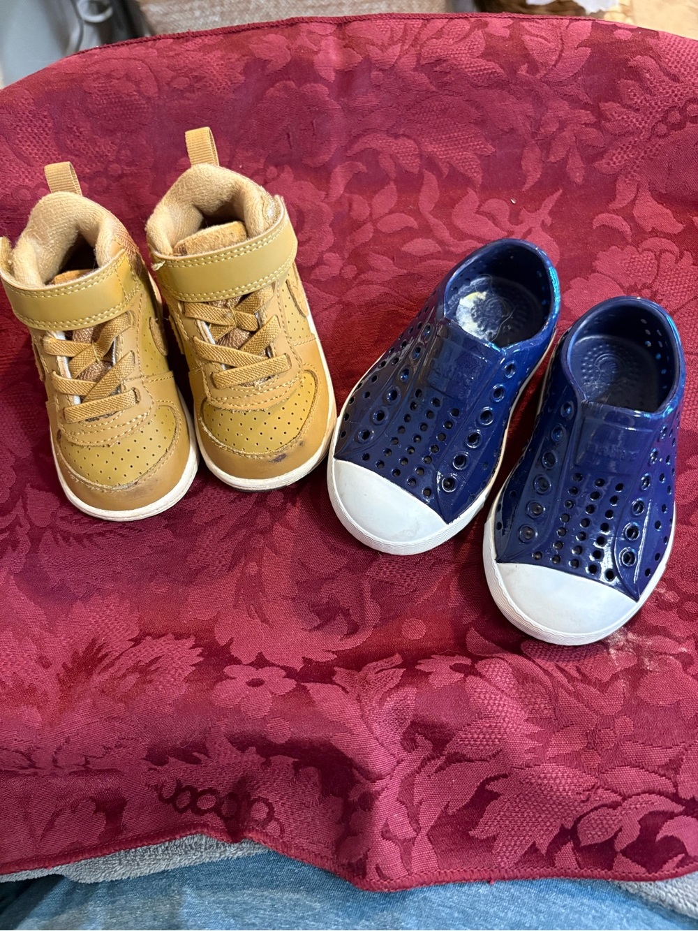 Kids NIKE & NATIVE Shoes. Brown Lace-Up Sneakers & Navy Slip-On Sneakers